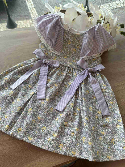 VESTIDO MC FLORAL RENDA LAÇO MENINA BARBARA KIDS