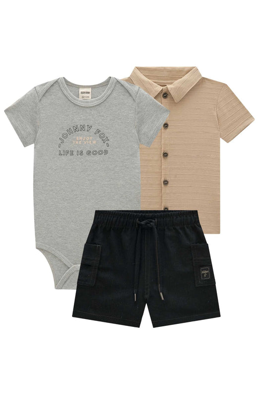 CONJUNTO BODY MC CAMISA E BERMUDA MENINO JOHNNY FOX