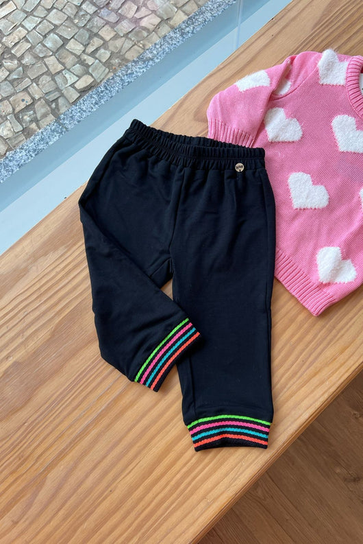 CALÇA DE MOLETINHO COM LISTRAS NOS PUNHOS MENINA BEABÁ