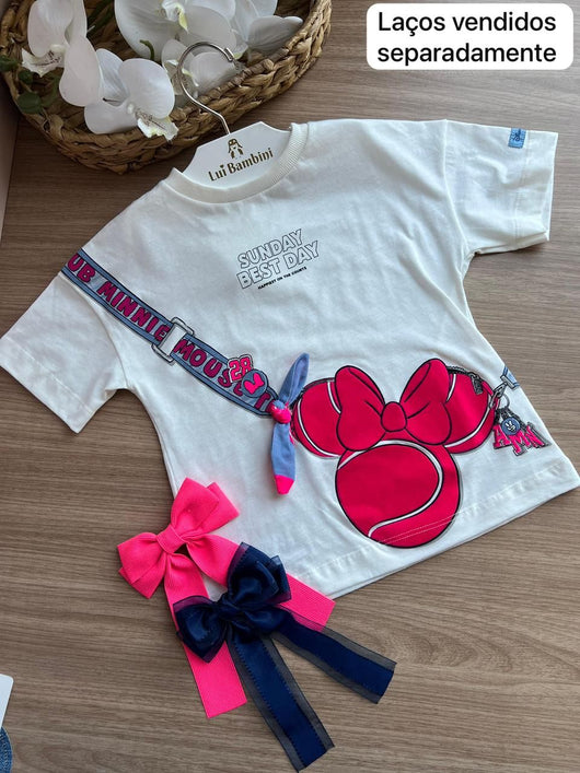 BLUSA MANGA CURTA MINNIE BOLSA MENINA ANIMÊ