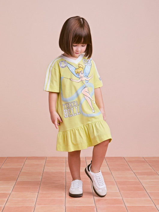 VESTIDO MANGA CURTA FADA SINO TINKER BELL BABADO MENINA ANIMÊ