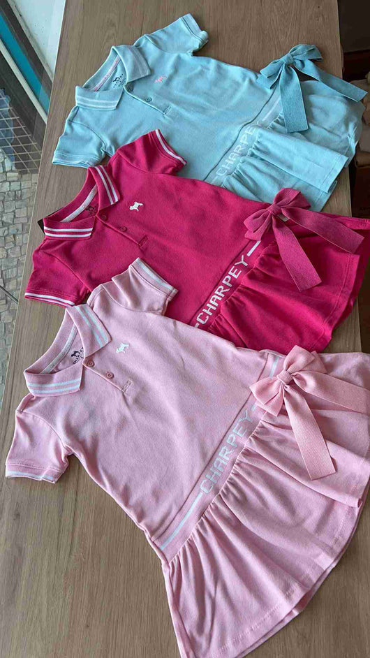 VESTIDO MANGA CURTA GOLA POLO LISTRAS MENINA CHARPEY