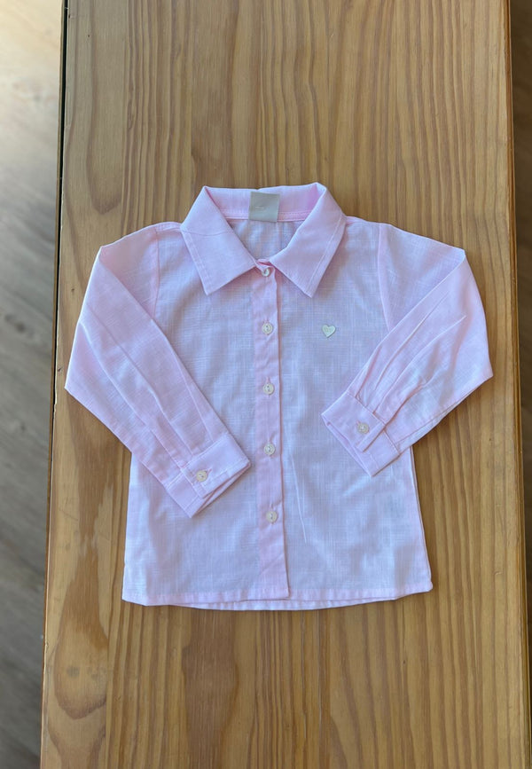 CAMISA MANGA LONGA MAQUINETADA GOLA E PUNHOS PONTILHADOS COM BOTÕES MENINA ANJOS BABY