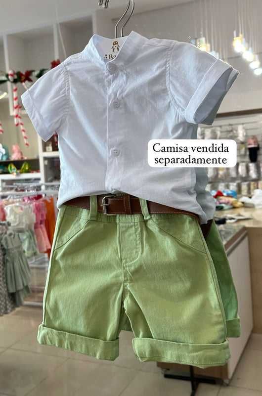 BERMUDA SOCIAL EM SARJA COM CINTO MARROM MENINO LUI BAMBINI