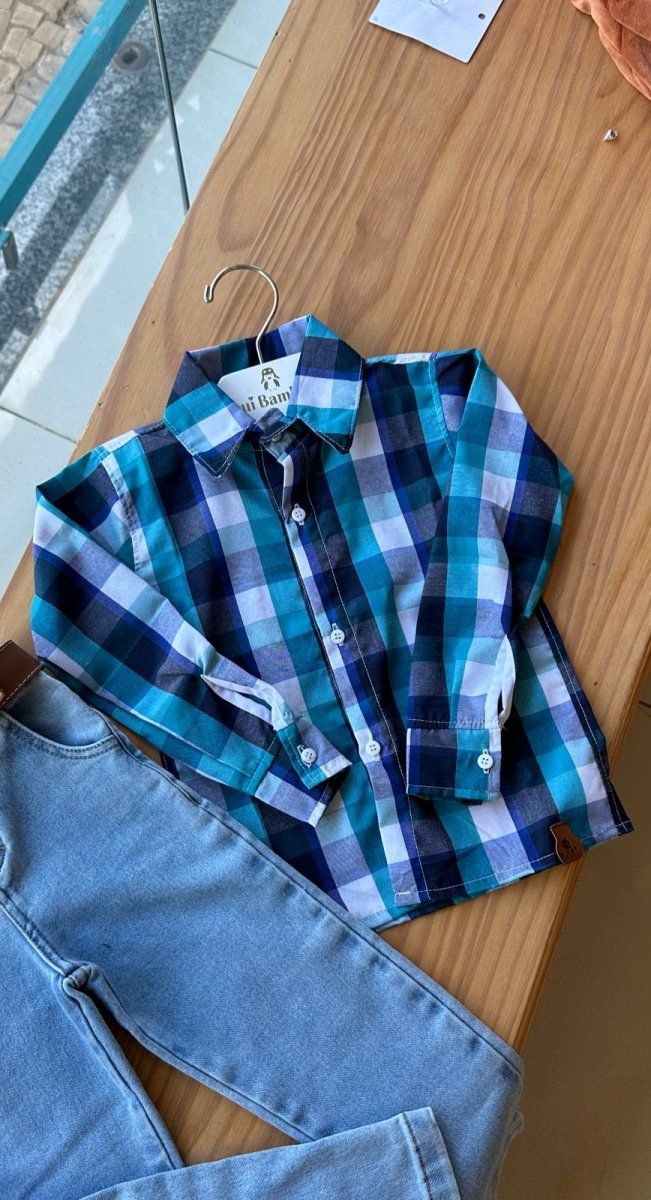 CAMISA XADREZ MANGA LONGA QUADRICULADA UNISSEX LUI BAMBINI