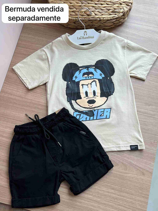 CAMISETA MANGA CURTA MICKEY MOUSE PIXELS GAMER MENINO YOUCCIE