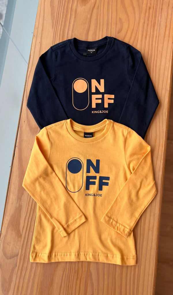 CAMISETA MANGA LONGA ON OFF GOLA REDONDA MENINO KING&JOE