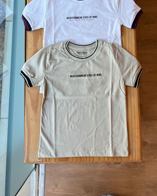 CAMISETA MANGA CURTA STATE OF MIND GOLA LISTRA E BORDADO MENINO ONDA MARINHA