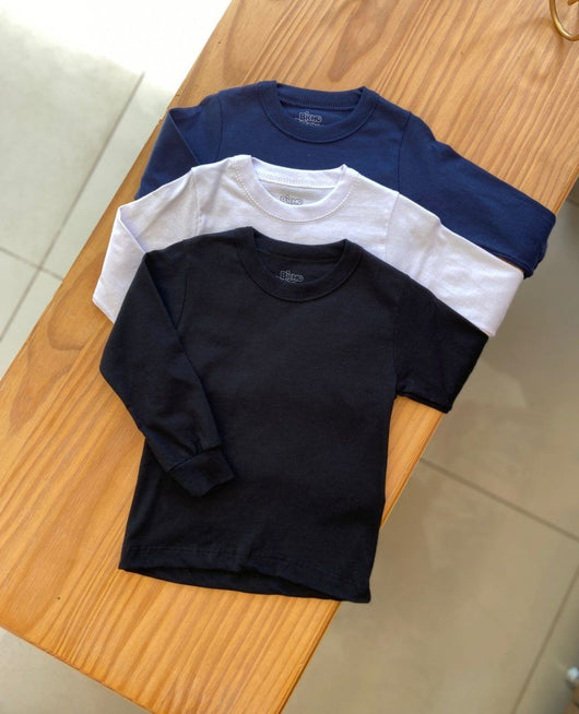 CAMISETA MANGA LONGA LISA MEIA MALHA MENINO BICHO BAGUNÇA