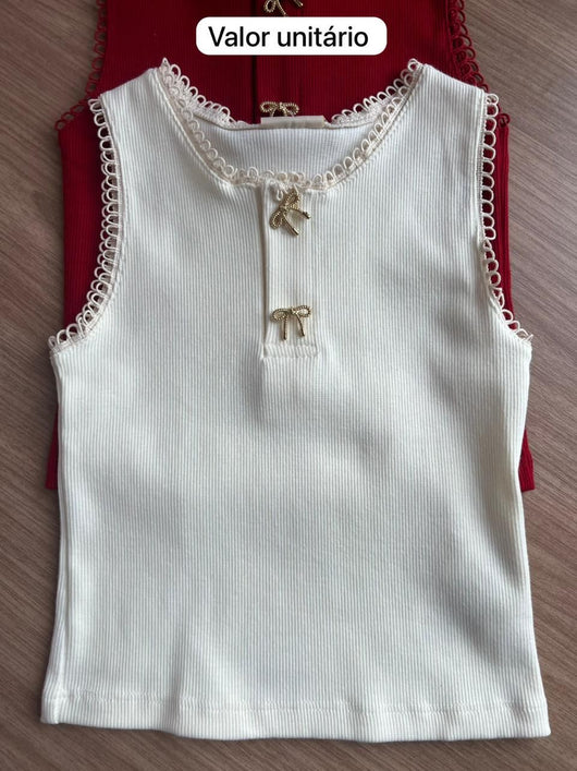 BLUSA REGATA RENDA LAÇO MENINA ANGERÔ