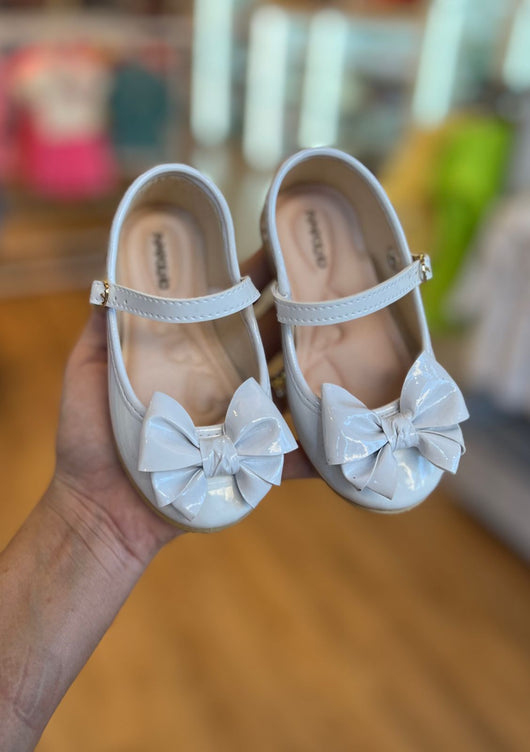 SAPATO BATIZADO BONECA LAÇO TRÍPLO E FECHO LATERAL MENINA PIMPOLHO