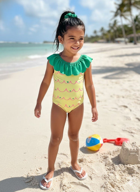 MAIÔ REGATA BABADO ABACAXI PROTEÇÃO UV50+ MENINA INFANTI