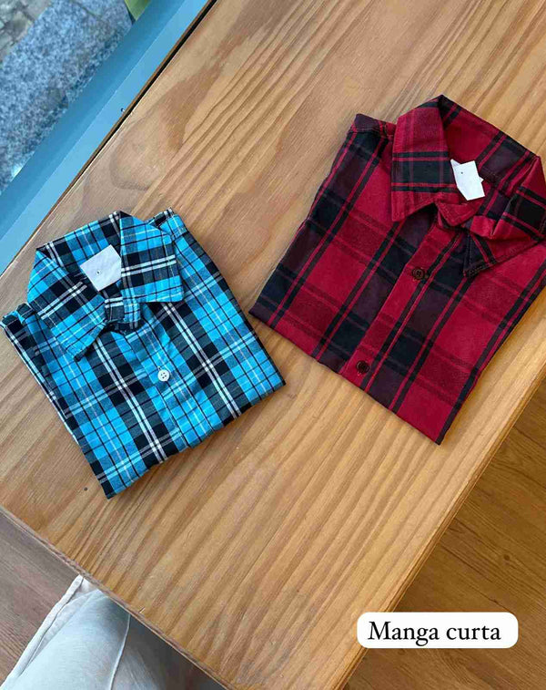 CAMISA MANGA CURTA XADREZ E QUADRICULADA UNISSEX LUI BAMBINI