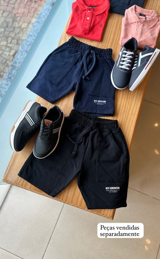 BERMUDA EM MOLETINHO COM BOLSOS E CORDÃO BEST GENERATION MENINO FAKINI