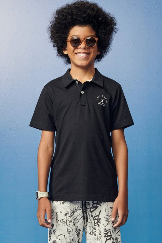 CAMISA MANGA CURTA GOLA POLO THE WORLD MENINO JOHNNY FOX PRO40