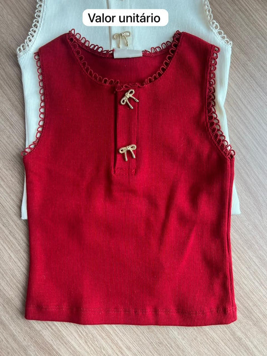 BLUSA REGATA RENDA LAÇO MENINA ANGERÔ