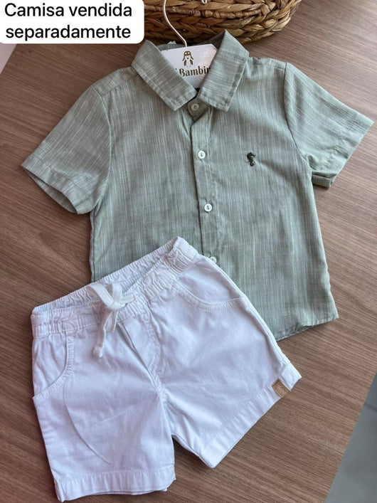 BERMUDA SARJA PAPELADA BOLSOS CAVALO MARINHO MENINO ONDA MARINHA