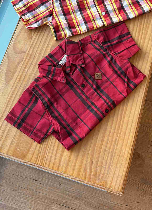 CAMISA MANGA CURTA XADREZ E QUADRICULADA UNISSEX LUI BAMBINI