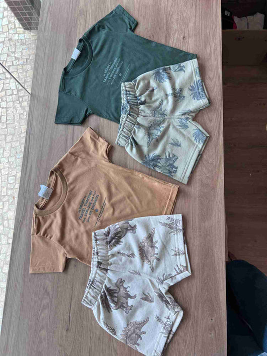 CONJUNTO MANGA CURTA DINO E BERMUDA MENINO PULLA BULLA