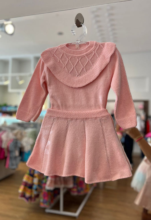 CONJUNTO BLUSA MANGA LONGA E SAIA TRICO TRANCADO MENINA MINI LADY PRO45