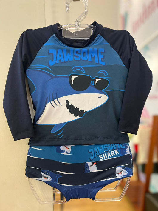 CONJUNTO CAMISETA MANGA LONGA TUBARÃO ESTILOSO E SUNGA BOXER MENINO FAKINI