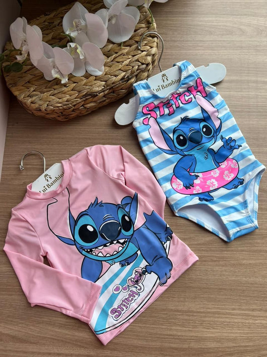 MAIÔ REGATA STITCH SURF PROTEÇÃO UV50+ MENINA MOMI