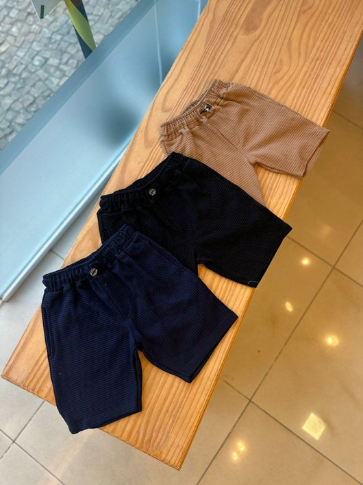 BERMUDA EM MALHA CANELADA COM BOLSO E AJUSTE MENINO FAKINI