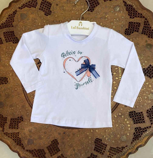 BLUSA MANGA LONGA EM MALHA CORACAO LACO MENINA HAVE FUN