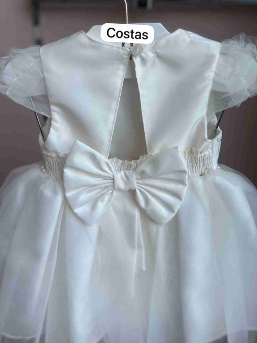 VESTIDO MANGA CURTA TULE FLORES BORBOLETA LAÇO COSTA MENINA CATTAI