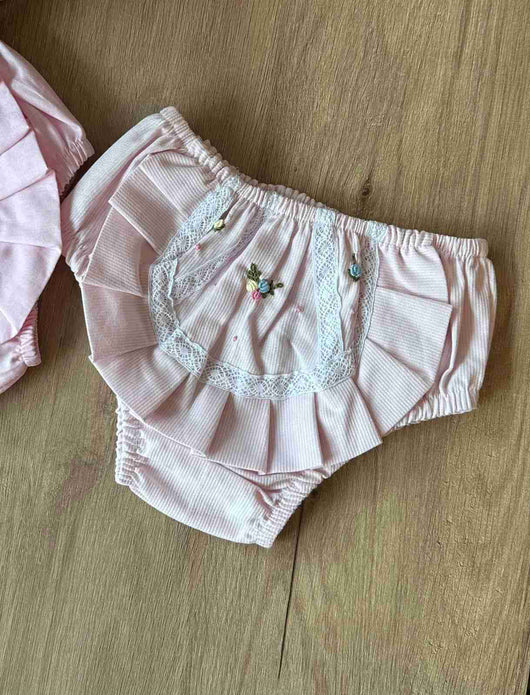 CALCINHA ALGODÃO BABADOS RENDA E FLORES BORADAS MENINA LUI BAMBINI