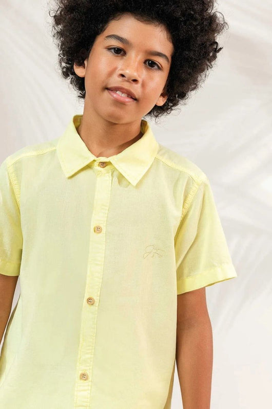 CAMISA MANGA CURTA EM TRICOLINE COM BORDADO E BOTÕES MENINO JOHNNY FOX 45PRO60