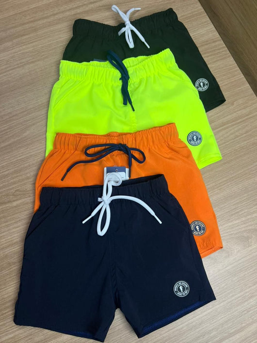 BERMUDA BOLSO CORDÃO ELÁSTICO CÓS NYLON PRAIA AUTHENTIC MENINO ONDA MARINHA