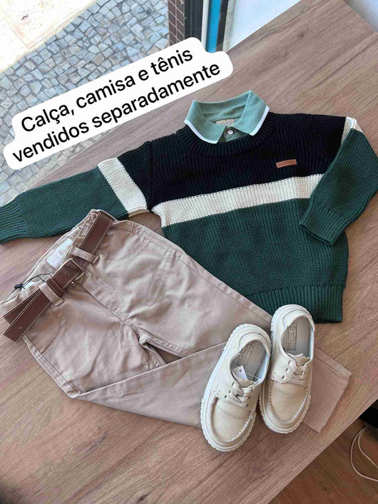 SUÉTER MANGA LONGA TRICOT FAIXAS MENINO CHARPEY