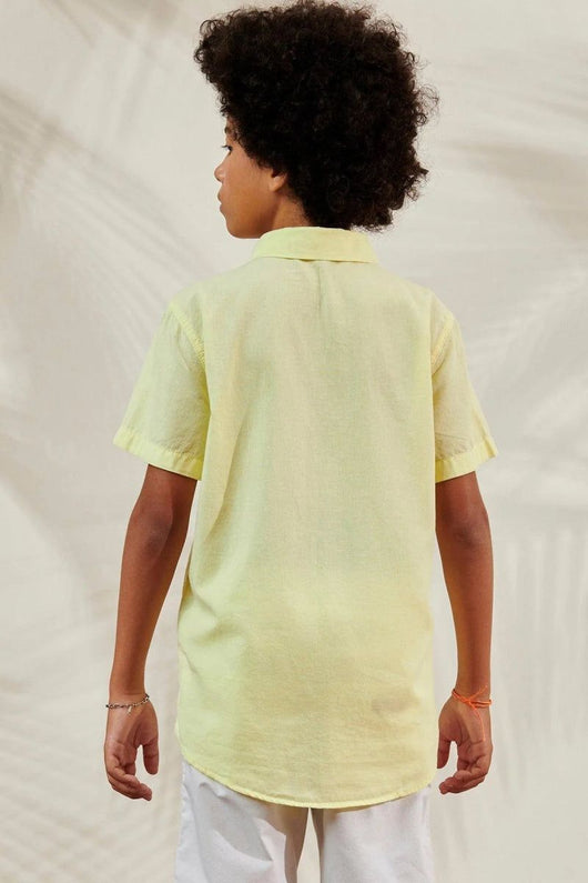 CAMISA MANGA CURTA EM TRICOLINE COM BORDADO E BOTÕES MENINO JOHNNY FOX 45PRO60