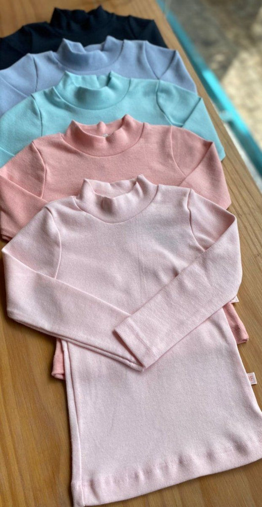 BLUSA MANGA LONGA BÁSICA COM GOLA ALTA EM RIBANA MENINA HAVE FUN