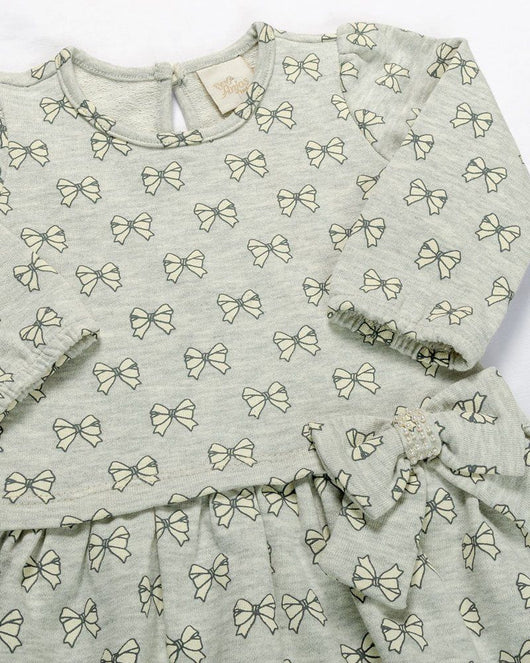 VESTIDO MANGA LONGA MOLETINHO LACOS PEROLA MENINA ANJOS BABY PRO50
