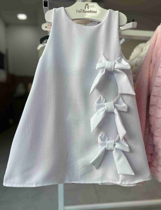 VESTIDO REGATA TRAPÉZIO TRÊS LAÇOS LISO MENINA LUI BAMBINI