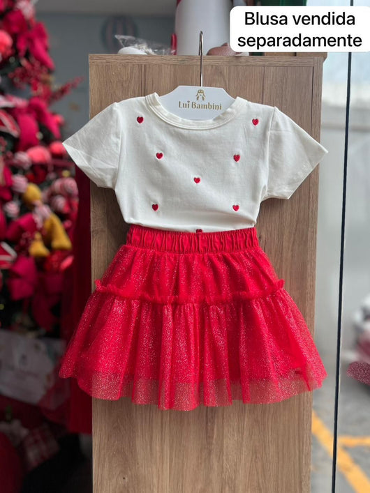 BLUSA MANGA CURTA CORAÇÕES BORDADO MENINA BELI ME