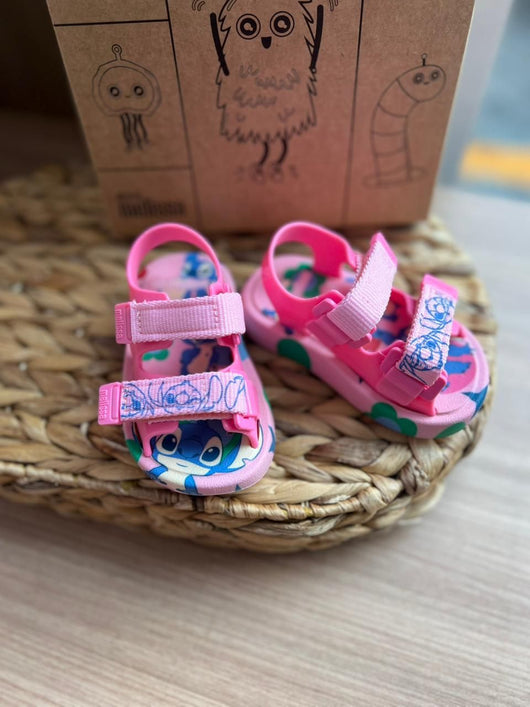 SANDÁLIA FECHO VELCRO DUPLO MIX DISNEY STITCH MENINA MINI MELISSA