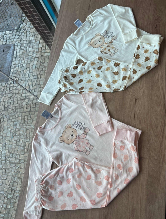 CONJUNTO PIJAMA MANGA LONGA URSO E CALÇA MENINA PULLA BULLA