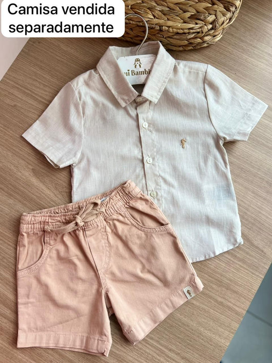 BERMUDA SARJA PAPELADA BOLSOS CAVALO MARINHO MENINO ONDA MARINHA