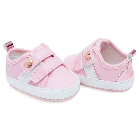 TÊNIS COM DUPLO VELCRO CORAÇÃO METÁLICO MENINA PIMPOLHO