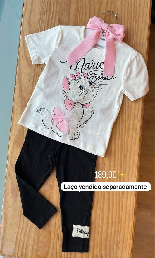 CONJUNTO BLUSA MANGA CURTA MARIE BAILARINA STRASS COM CALÇA LEGGING MENINA MOMI PRO20