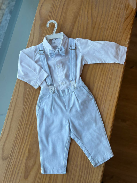 CONJUNTO BODY CAMISA MANGA LONGA CALÇA AZUL CLARO SUSPENSORIO E