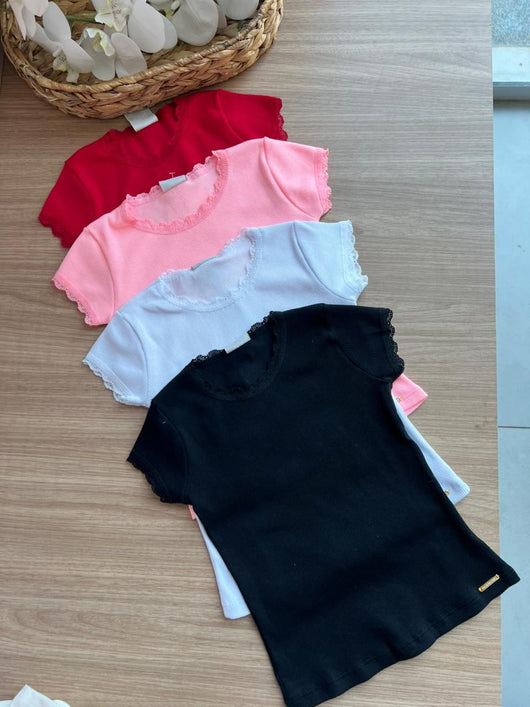 BLUSA MANGA CURTA CANELADO MENINA PULLA BULLA
