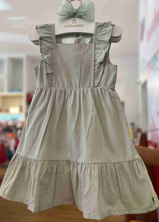VESTIDO ALCA BABADO AMARRACAO COSTA LISTRADO MENINA ONDA MARINHA PRO25