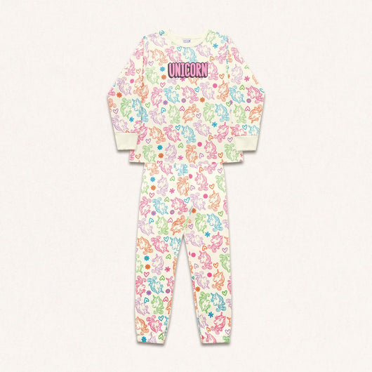 CONJUNTO PIJAMA BLUSÃO MANGA LONGA UNICÓRNIO E CALÇA MENINA FAKINI