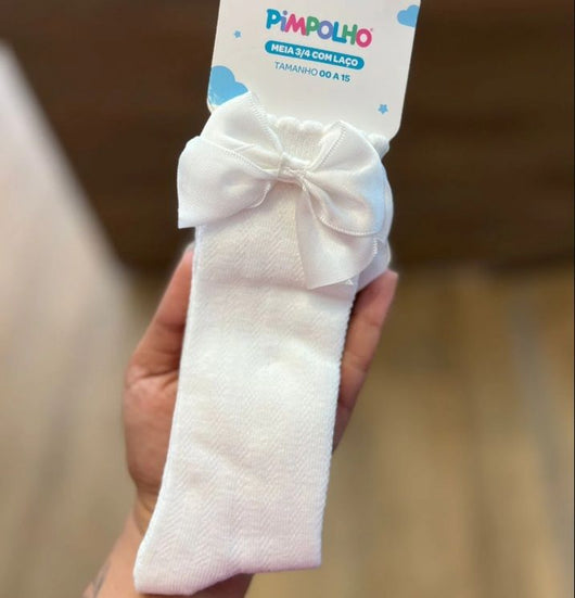 MEIA 3/4 COM LAÇO MALHA TRABALHADA MENINA PIMPOLHO