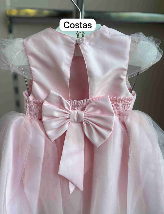 VESTIDO MANGA CURTA TULE FLORES BORBOLETA LAÇO COSTA MENINA CATTAI