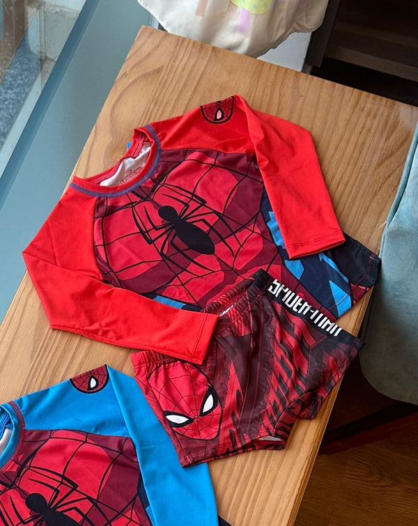CONJUNTO CAMISETA MANGA LONGA E SUNGA BOXER ARANHA UV50+ MENINO FAKINI